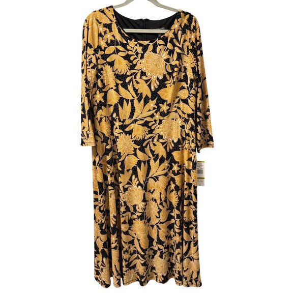 Black Label By Evan-Picone Black/Marigold Floral Dress Size 14 Dress. NWT - Picture 5 of 12